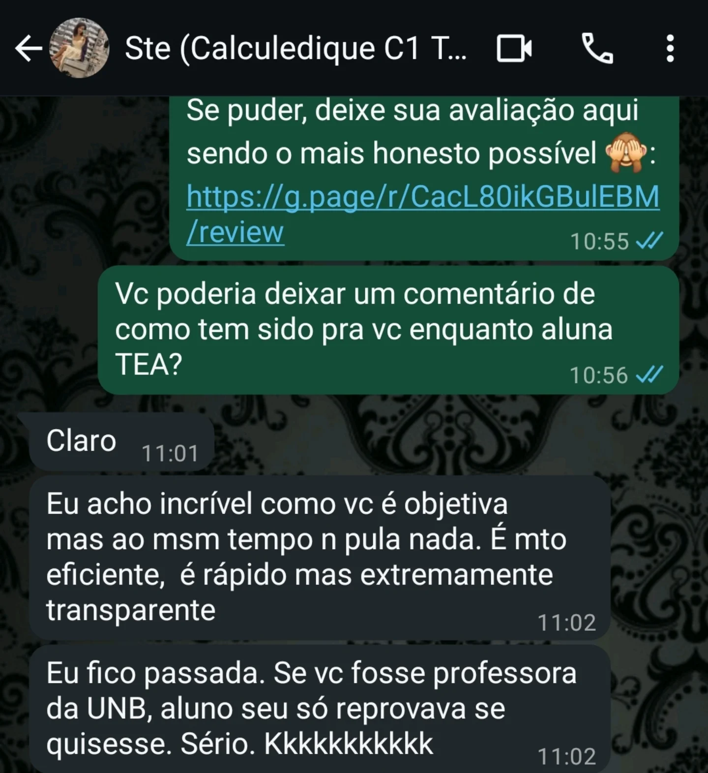 Depoimento TEA Instagram